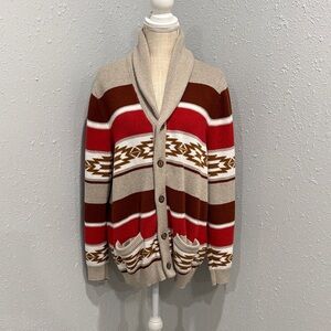 Sun + Stone Shawl Collar Cardigan Southwestern Aztec Sweater Size XL
